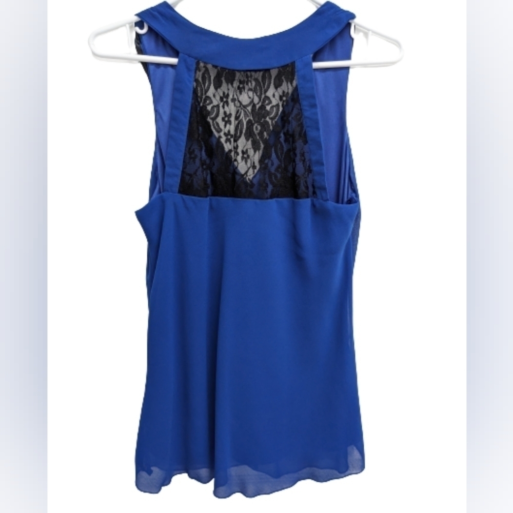 Heart Soul women's royal blue ruffled sleeveless top size M - Picture 2 of 13